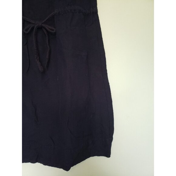 Merona Womens 6 Dress Short Sleeve Waist Tie Half Button Linen Rayon Blue V Neck - Picture 3 of 7